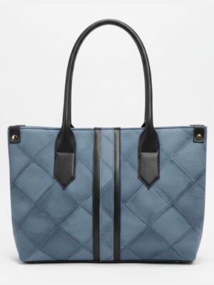 Slate Blue Diamond-Stitch Carryall