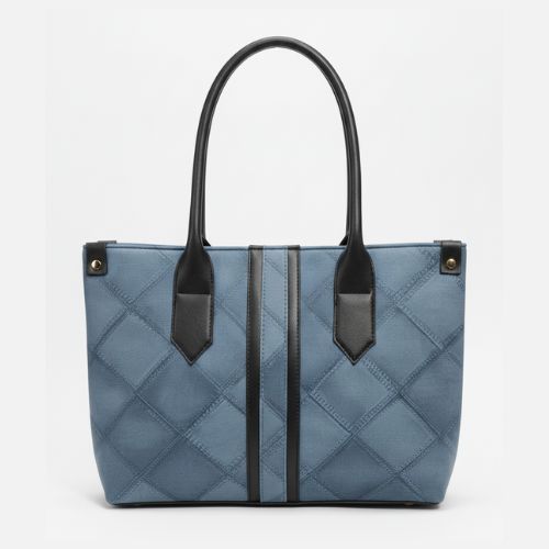Slate Blue Diamond-Stitch Carryall